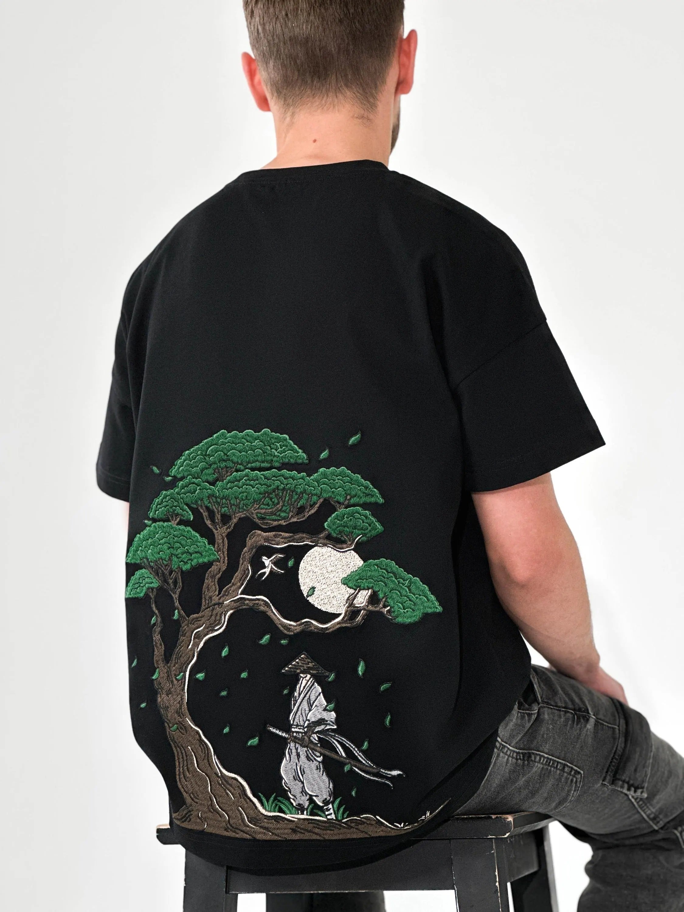 Embroidered T-Shirt Blades & Blossoms - 280GSM Heavy Cotton - Unisex Embroidered T-Shirt Blades & Blossoms - 280GSM Heavy Cotton - Unisex